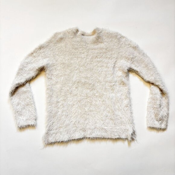 Children’s Place Fuzzy Reindeer Sweater Cream Xmas Sequin Antlers Holiday - Picture 2 of 4